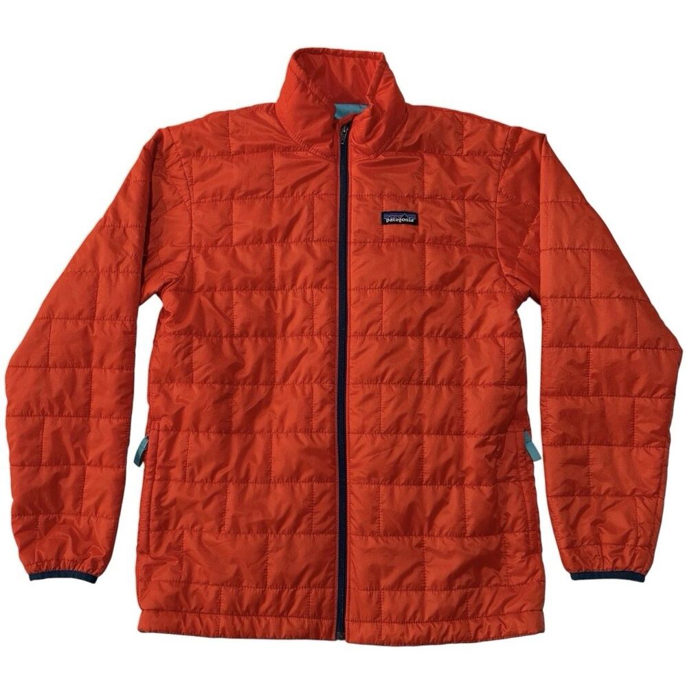 Patagonia Nano Puff Jacket - Boys L 12 Orange PrimaLoft Zip Large Insulated Coat